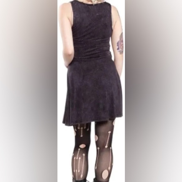 SOURPUSS Mineral Snow Washed Black Skater Dress cottage-core SMALL / MEDIUM EUC - Picture 2 of 13